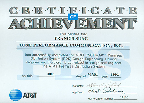 AT&T - Certificate Achievement